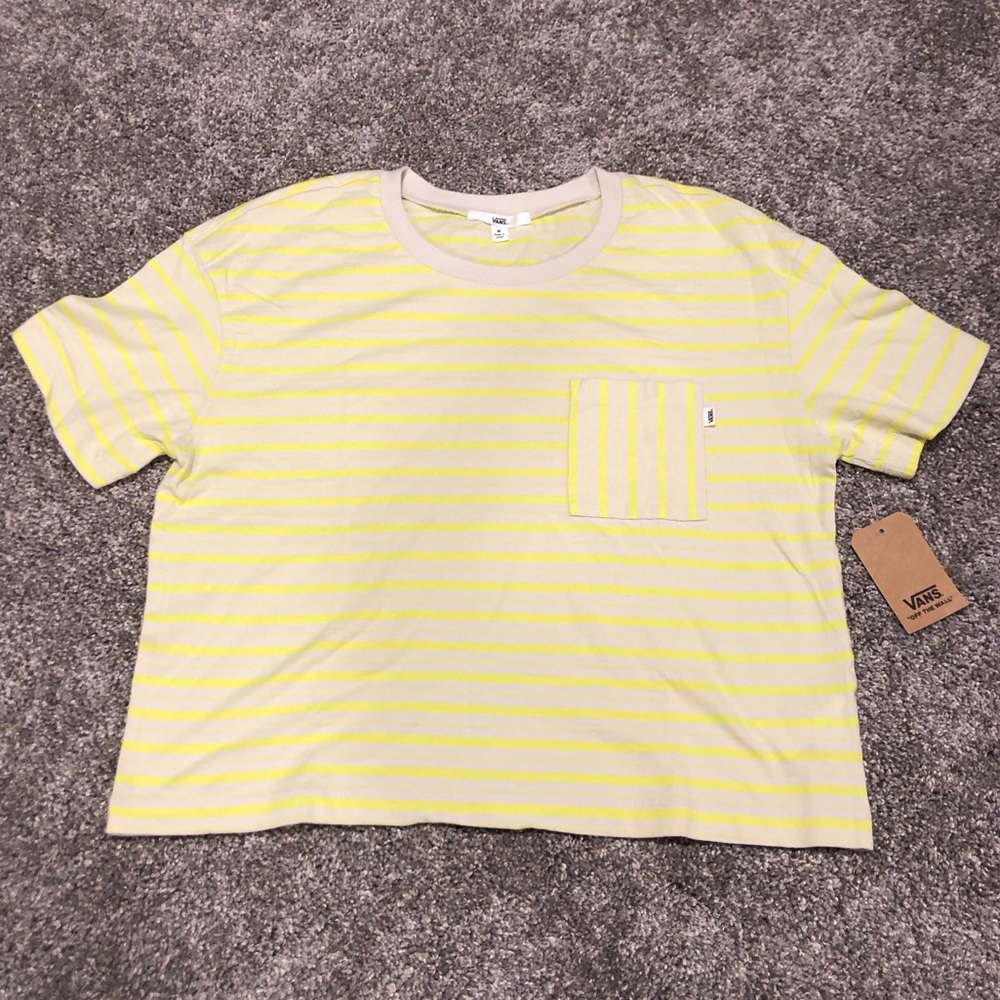 Vans Women’s Yellow-Striped Crop Tee NWT